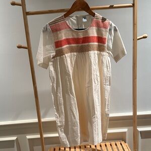 NWOT Petit Bateau Cream and Red Striped Casual Dress